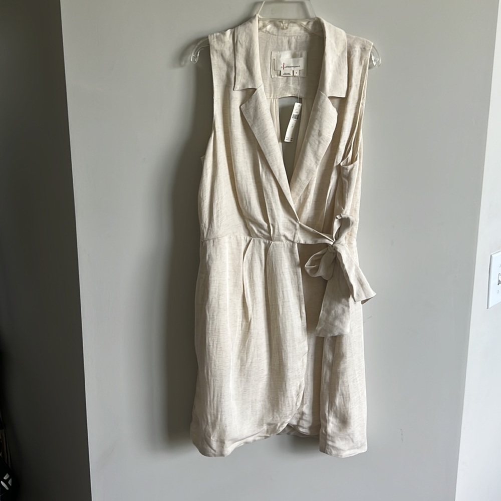 Anthropologie Linen Wrap Mini Dress
